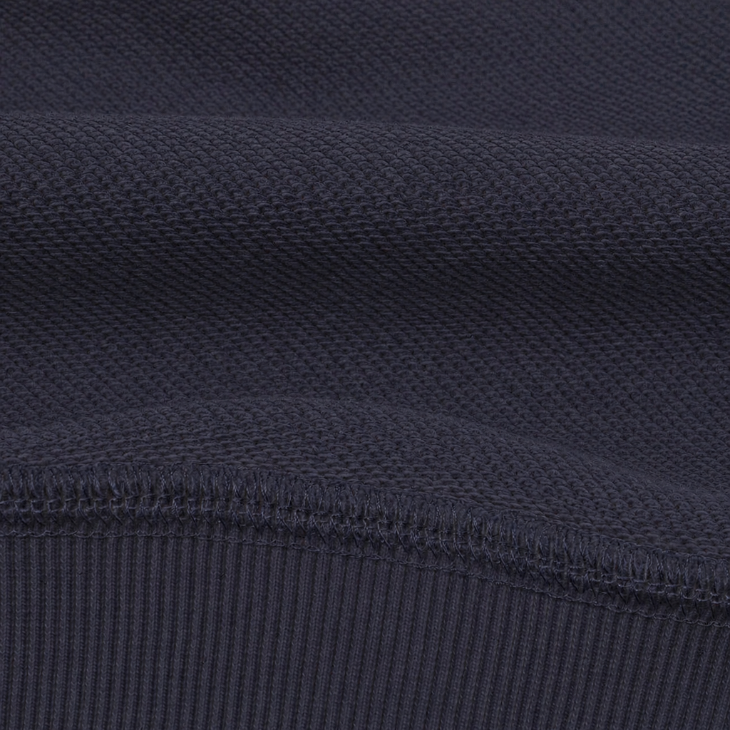 Close-up of dark blue fabric with a textured pattern